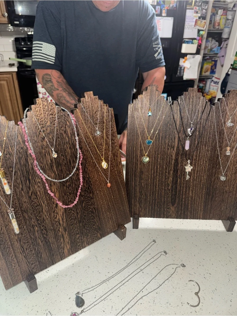 Wooden necklace displays- brand new!